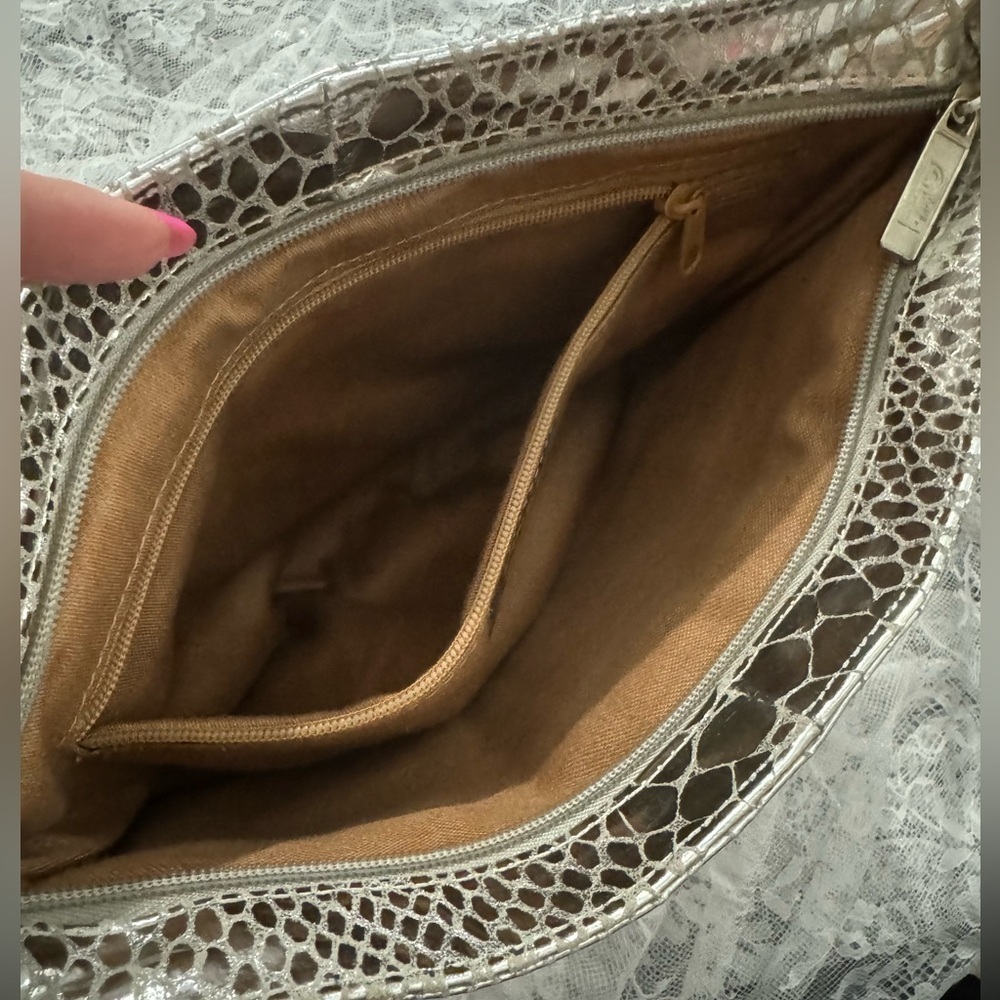 VTG Metallic Silver Patchwork Purse Shoulder Bag EUC USA 90’s 80’s Oversized - Picture 9 of 15